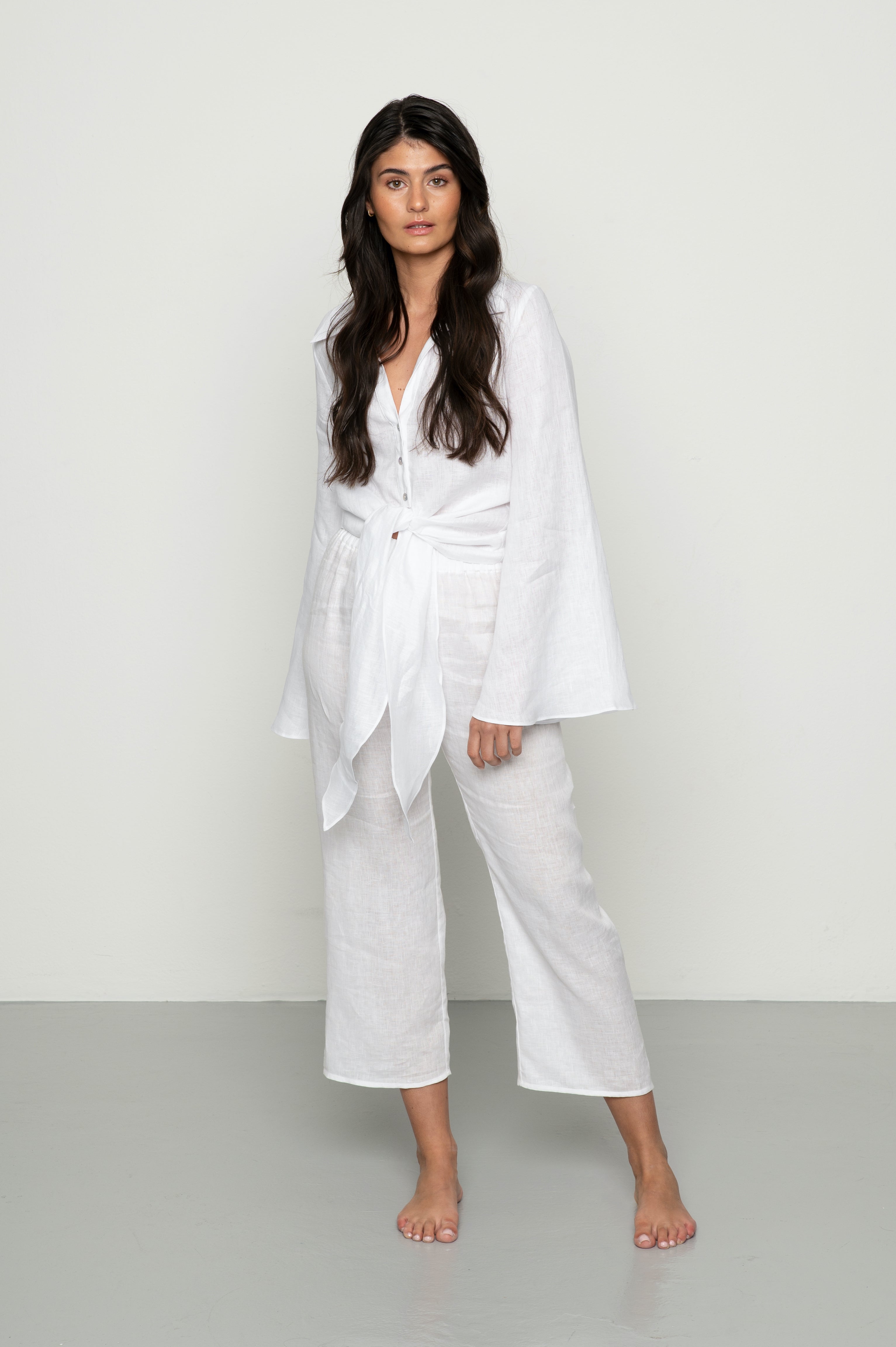 Resort wear Linen set White linen shirt linen pants vitt linneset linnebyxor linne skjorta